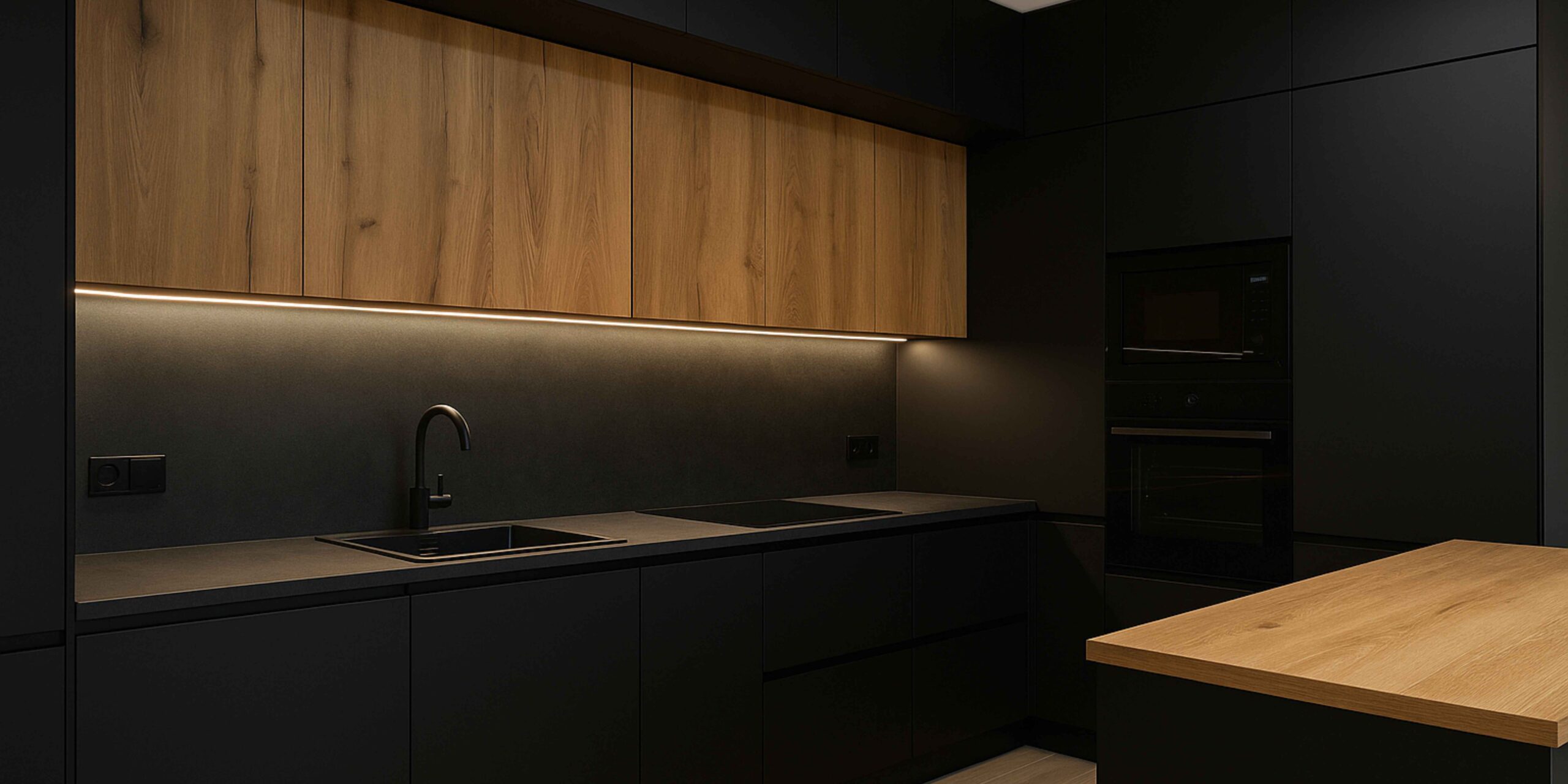 Kuchnia czarno drewniana